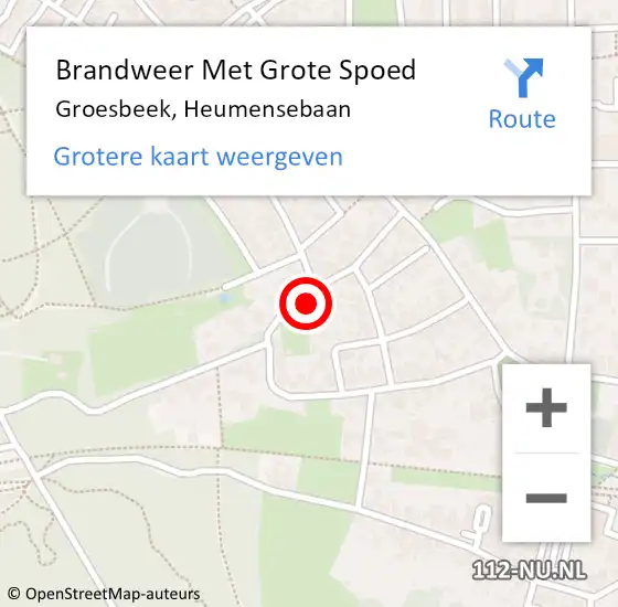 Locatie op kaart van de 112 melding: Brandweer Met Grote Spoed Naar Groesbeek, Heumensebaan op 8 januari 2024 15:32