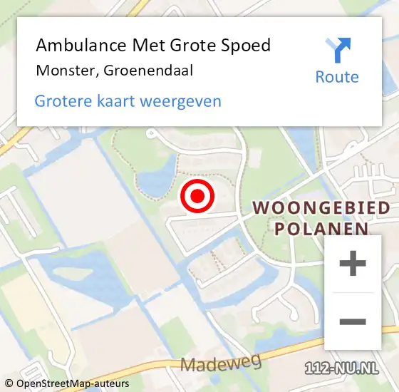 Locatie op kaart van de 112 melding: Ambulance Met Grote Spoed Naar Monster, Groenendaal op 8 januari 2024 15:41