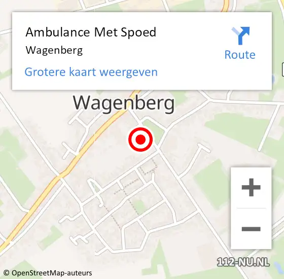 Locatie op kaart van de 112 melding: Ambulance Met Spoed Naar Wagenberg op 8 januari 2024 15:44