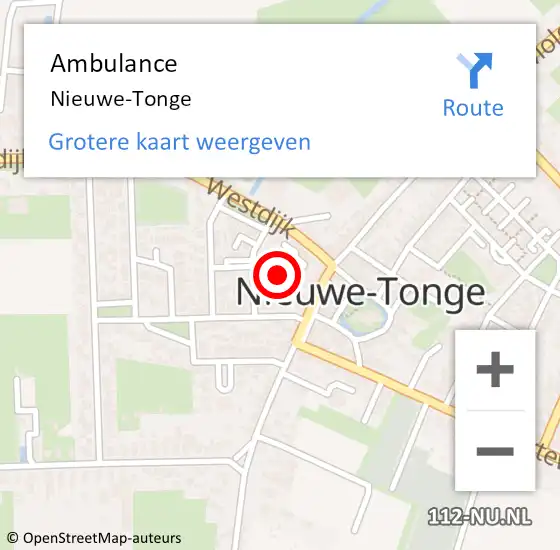 Locatie op kaart van de 112 melding: Ambulance Nieuwe-Tonge op 8 januari 2024 15:57