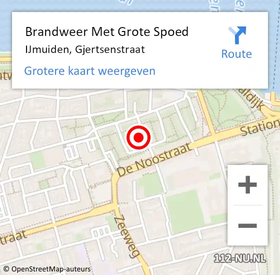 Locatie op kaart van de 112 melding: Brandweer Met Grote Spoed Naar IJmuiden, Gjertsenstraat op 8 januari 2024 16:01