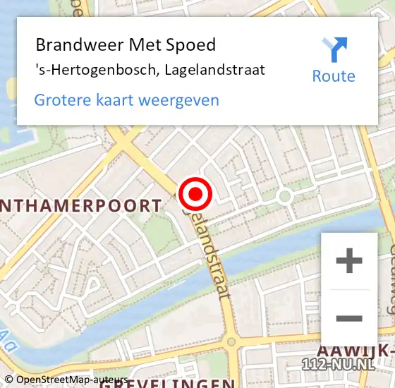 Locatie op kaart van de 112 melding: Brandweer Met Spoed Naar 's-Hertogenbosch, Lagelandstraat op 8 januari 2024 16:05