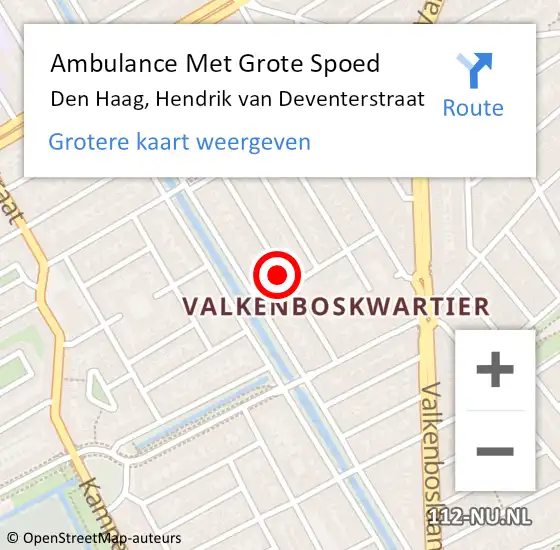 Locatie op kaart van de 112 melding: Ambulance Met Grote Spoed Naar Den Haag, Hendrik van Deventerstraat op 8 januari 2024 16:19