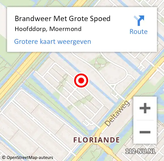 Locatie op kaart van de 112 melding: Brandweer Met Grote Spoed Naar Hoofddorp, Moermond op 8 januari 2024 16:42
