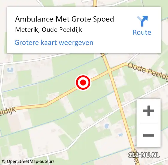 Locatie op kaart van de 112 melding: Ambulance Met Grote Spoed Naar Meterik, Oude Peeldijk op 21 september 2014 12:42