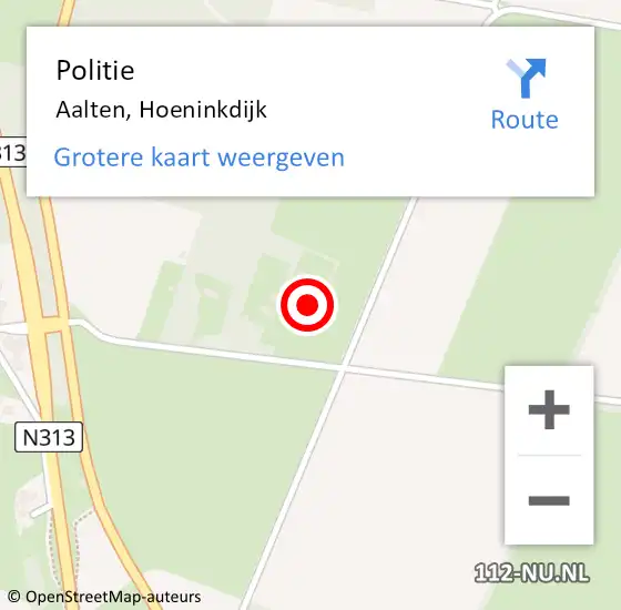 Locatie op kaart van de 112 melding: Politie Aalten, Hoeninkdijk op 8 januari 2024 17:00