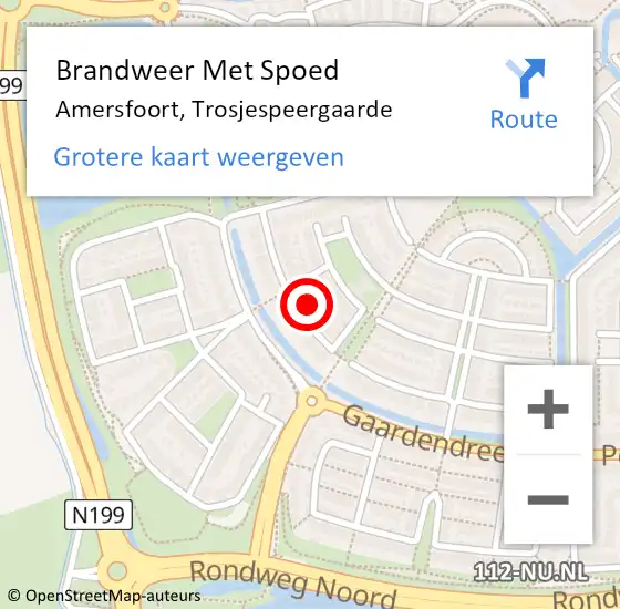 Locatie op kaart van de 112 melding: Brandweer Met Spoed Naar Amersfoort, Trosjespeergaarde op 8 januari 2024 17:02