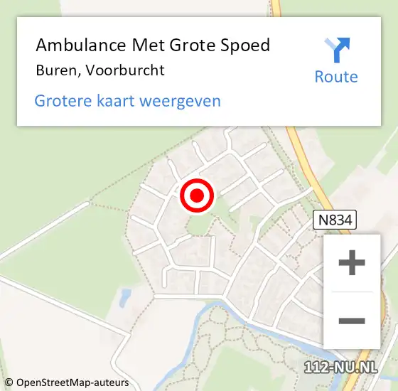 Locatie op kaart van de 112 melding: Ambulance Met Grote Spoed Naar Buren, Voorburcht op 21 september 2014 12:43