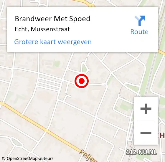 Locatie op kaart van de 112 melding: Brandweer Met Spoed Naar Echt, Mussenstraat op 8 januari 2024 17:35