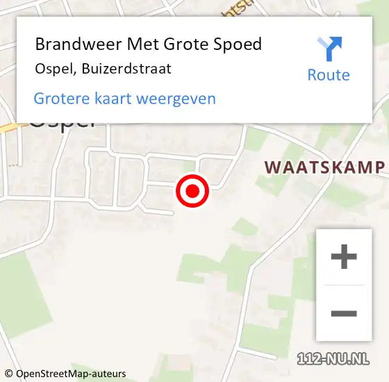 Locatie op kaart van de 112 melding: Brandweer Met Grote Spoed Naar Ospel, Buizerdstraat op 8 januari 2024 17:37