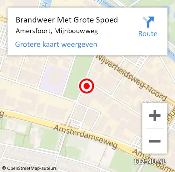 Locatie op kaart van de 112 melding: Brandweer Met Grote Spoed Naar Amersfoort, Mijnbouwweg op 8 januari 2024 17:53