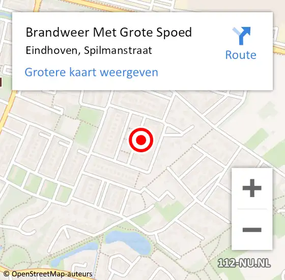 Locatie op kaart van de 112 melding: Brandweer Met Grote Spoed Naar Eindhoven, Spilmanstraat op 8 januari 2024 18:05