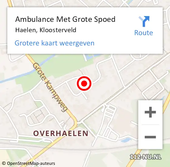 Locatie op kaart van de 112 melding: Ambulance Met Grote Spoed Naar Haelen, Kloosterveld op 8 januari 2024 18:06