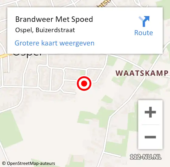 Locatie op kaart van de 112 melding: Brandweer Met Spoed Naar Ospel, Buizerdstraat op 8 januari 2024 18:37