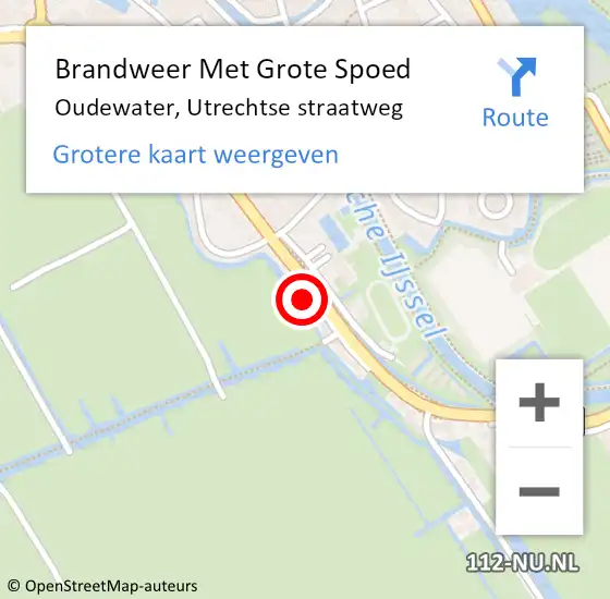 Locatie op kaart van de 112 melding: Brandweer Met Grote Spoed Naar Oudewater, Utrechtse straatweg op 8 januari 2024 18:37