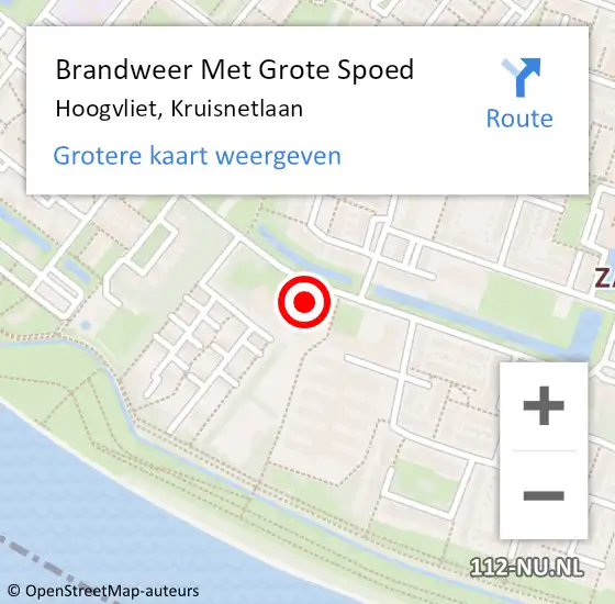 Locatie op kaart van de 112 melding: Brandweer Met Grote Spoed Naar Hoogvliet, Kruisnetlaan op 8 januari 2024 18:50