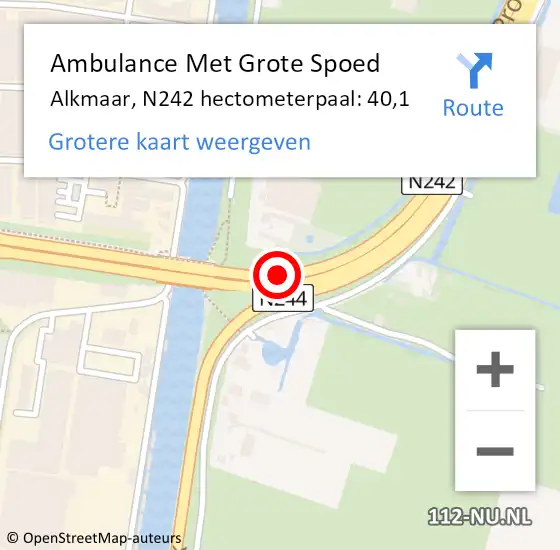 Locatie op kaart van de 112 melding: Ambulance Met Grote Spoed Naar Alkmaar, N242 hectometerpaal: 40,1 op 8 januari 2024 19:15