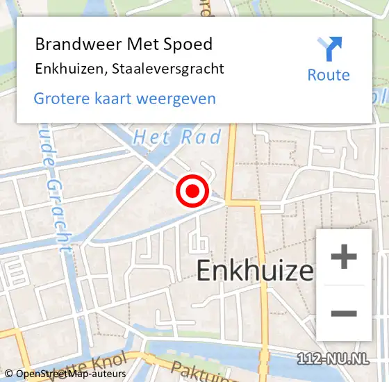 Locatie op kaart van de 112 melding: Brandweer Met Spoed Naar Enkhuizen, Staaleversgracht op 8 januari 2024 19:19