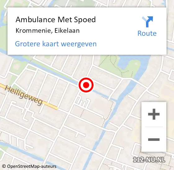 Locatie op kaart van de 112 melding: Ambulance Met Spoed Naar Krommenie, Eikelaan op 8 januari 2024 19:31