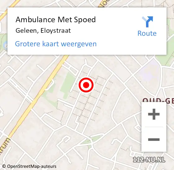 Locatie op kaart van de 112 melding: Ambulance Met Spoed Naar Geleen, Eloystraat op 21 september 2014 13:02