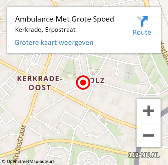 Locatie op kaart van de 112 melding: Ambulance Met Grote Spoed Naar Kerkrade, Erpostraat op 21 september 2014 13:03