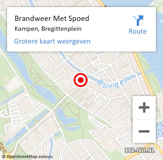 Locatie op kaart van de 112 melding: Brandweer Met Spoed Naar Kampen, Bregittenplein op 8 januari 2024 20:44