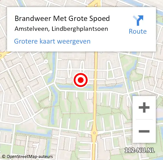 Locatie op kaart van de 112 melding: Brandweer Met Grote Spoed Naar Amstelveen, Lindberghplantsoen op 8 januari 2024 21:01