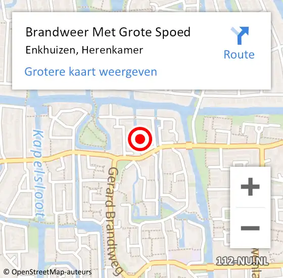 Locatie op kaart van de 112 melding: Brandweer Met Grote Spoed Naar Enkhuizen, Herenkamer op 8 januari 2024 21:06