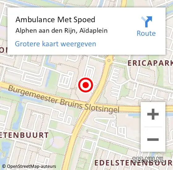 Locatie op kaart van de 112 melding: Ambulance Met Spoed Naar Alphen aan den Rijn, Aïdaplein op 8 januari 2024 21:14