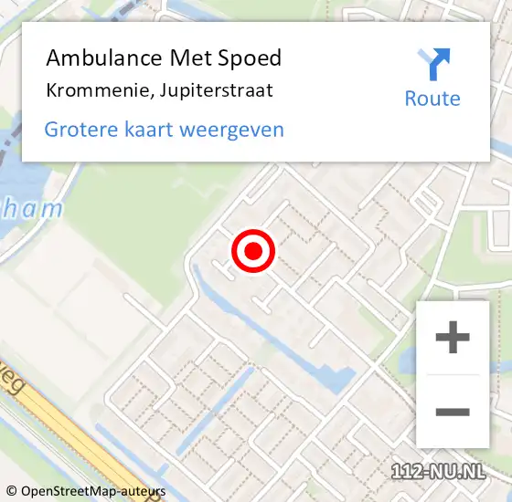 Locatie op kaart van de 112 melding: Ambulance Met Spoed Naar Krommenie, Jupiterstraat op 8 januari 2024 21:27