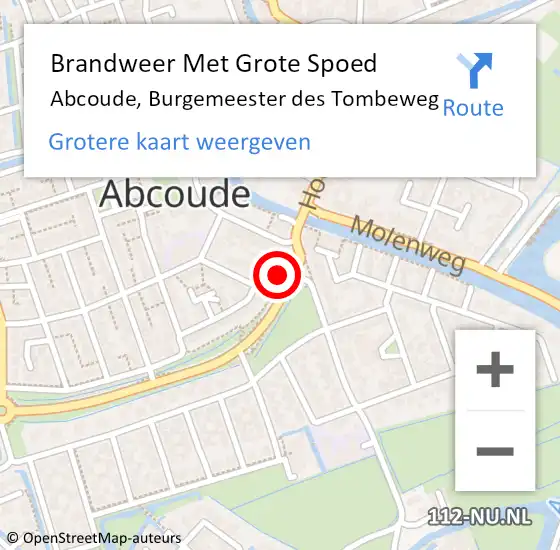 Locatie op kaart van de 112 melding: Brandweer Met Grote Spoed Naar Abcoude, Burgemeester des Tombeweg op 8 januari 2024 21:34