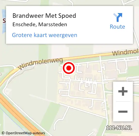 Locatie op kaart van de 112 melding: Brandweer Met Spoed Naar Enschede, Marssteden op 8 januari 2024 21:57