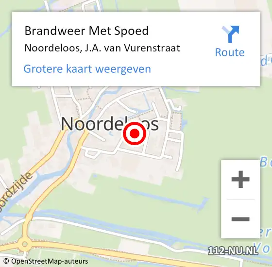 Locatie op kaart van de 112 melding: Brandweer Met Spoed Naar Noordeloos, J.A. van Vurenstraat op 8 januari 2024 22:13