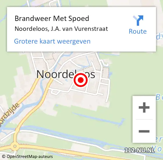 Locatie op kaart van de 112 melding: Brandweer Met Spoed Naar Noordeloos, J.A. van Vurenstraat op 8 januari 2024 22:34