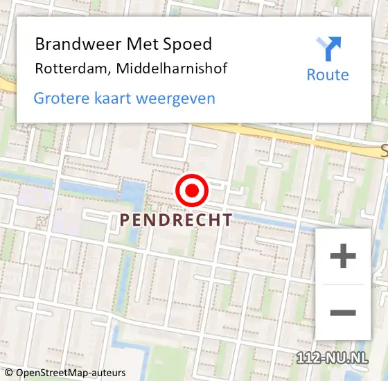 Locatie op kaart van de 112 melding: Brandweer Met Spoed Naar Rotterdam, Middelharnishof op 8 januari 2024 22:54