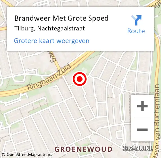 Locatie op kaart van de 112 melding: Brandweer Met Grote Spoed Naar Tilburg, Nachtegaalstraat op 8 januari 2024 23:04