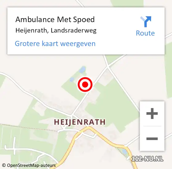 Locatie op kaart van de 112 melding: Ambulance Met Spoed Naar Heijenrath, Landsraderweg op 21 september 2014 13:18