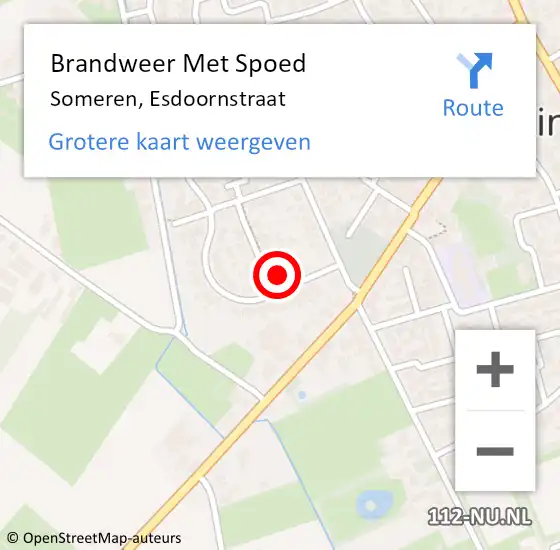 Locatie op kaart van de 112 melding: Brandweer Met Spoed Naar Someren, Esdoornstraat op 8 januari 2024 23:16