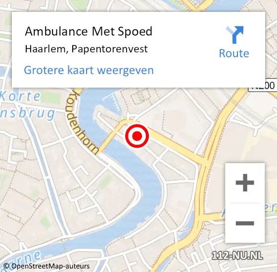 Locatie op kaart van de 112 melding: Ambulance Met Spoed Naar Haarlem, Papentorenvest op 8 januari 2024 23:19