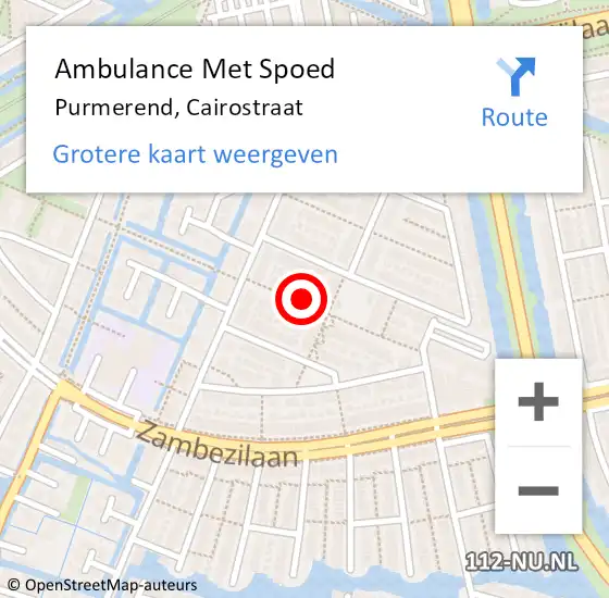 Locatie op kaart van de 112 melding: Ambulance Met Spoed Naar Purmerend, Cairostraat op 8 januari 2024 23:29