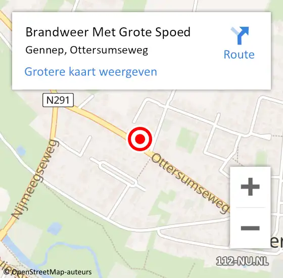 Locatie op kaart van de 112 melding: Brandweer Met Grote Spoed Naar Gennep, Ottersumseweg op 8 januari 2024 23:53