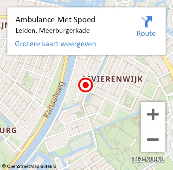 Locatie op kaart van de 112 melding: Ambulance Met Spoed Naar Leiden, Meerburgerkade op 9 januari 2024 00:06