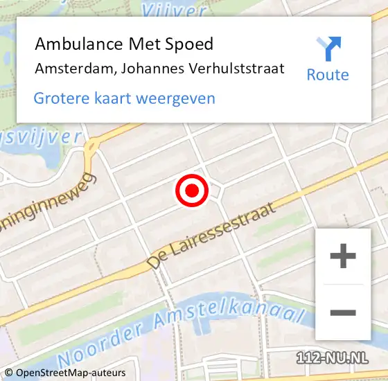 Locatie op kaart van de 112 melding: Ambulance Met Spoed Naar Amsterdam, Johannes Verhulststraat op 9 januari 2024 00:06