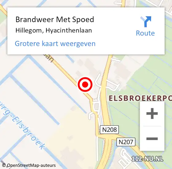 Locatie op kaart van de 112 melding: Brandweer Met Spoed Naar Hillegom, Hyacinthenlaan op 9 januari 2024 00:36