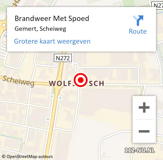 Locatie op kaart van de 112 melding: Brandweer Met Spoed Naar Gemert, Scheiweg op 9 januari 2024 00:54