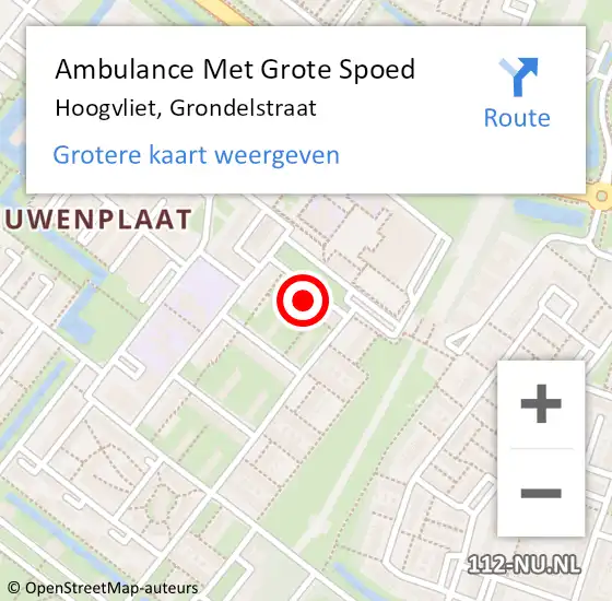 Locatie op kaart van de 112 melding: Ambulance Met Grote Spoed Naar Hoogvliet, Grondelstraat op 9 januari 2024 01:42