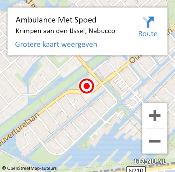 Locatie op kaart van de 112 melding: Ambulance Met Spoed Naar Krimpen aan den IJssel, Nabucco op 9 januari 2024 02:01