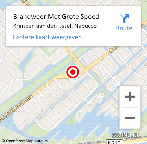Locatie op kaart van de 112 melding: Brandweer Met Grote Spoed Naar Krimpen aan den IJssel, Nabucco op 9 januari 2024 02:01