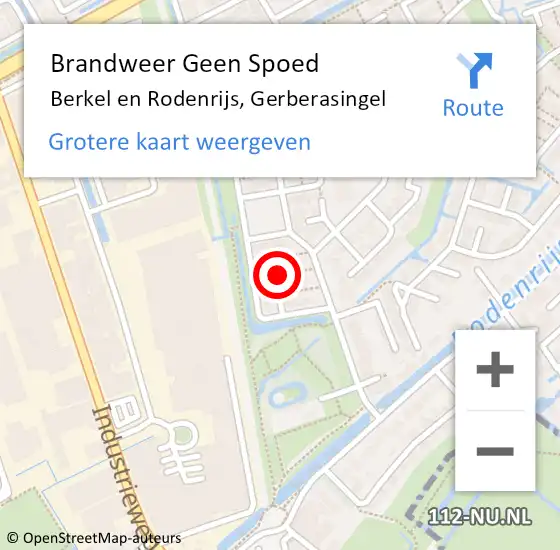 Locatie op kaart van de 112 melding: Brandweer Geen Spoed Naar Berkel en Rodenrijs, Gerberasingel op 9 januari 2024 02:02