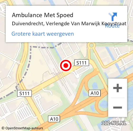 Locatie op kaart van de 112 melding: Ambulance Met Spoed Naar Duivendrecht, Verlengde Van Marwijk Kooystraat op 9 januari 2024 02:03